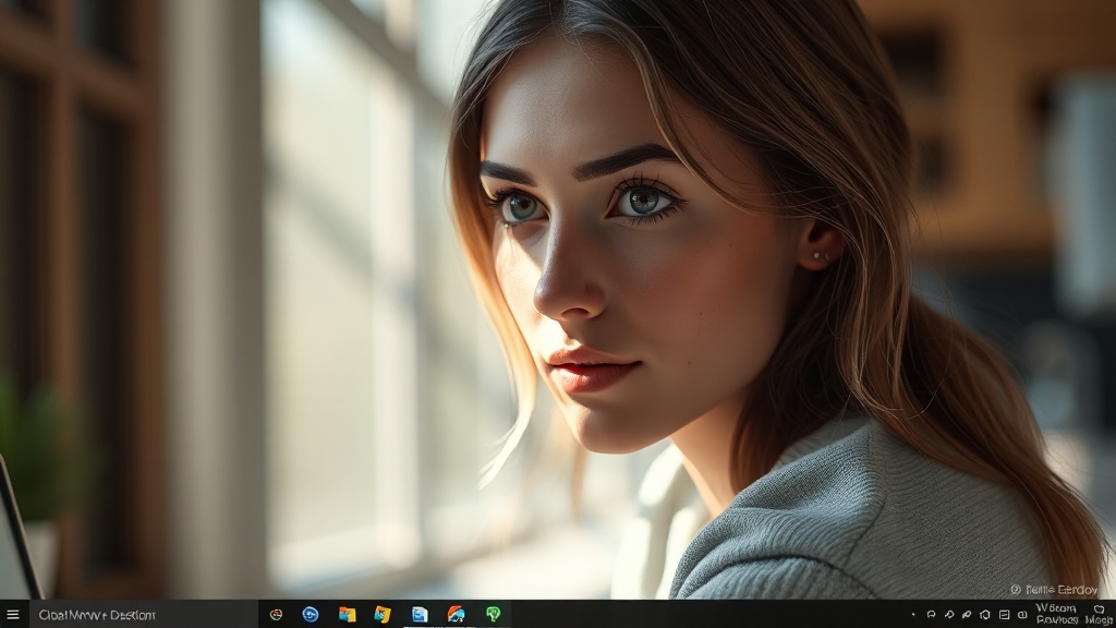 가상 데스크톱: 작업 공간 분리 및 관리 (realistic 스타일)