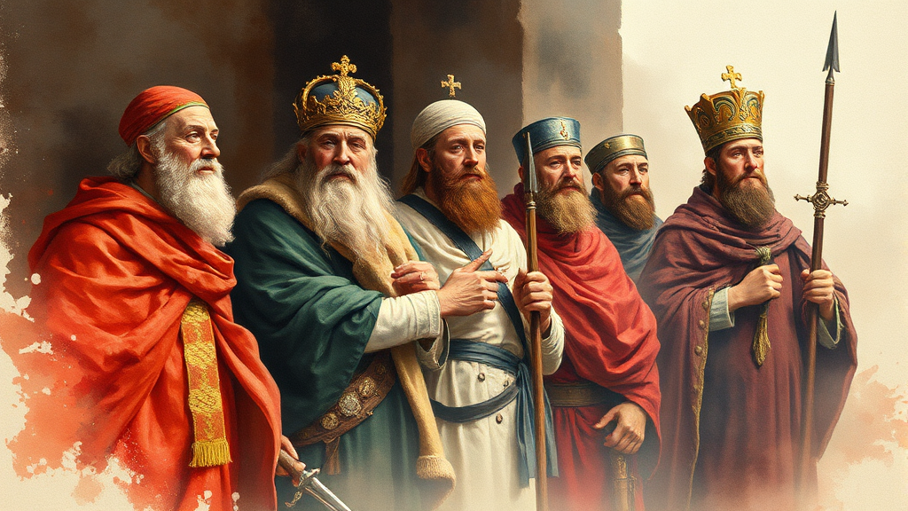 단종을 향한 숭고한 뜻: 사육신, 그들의 선택 (watercolor 스타일)