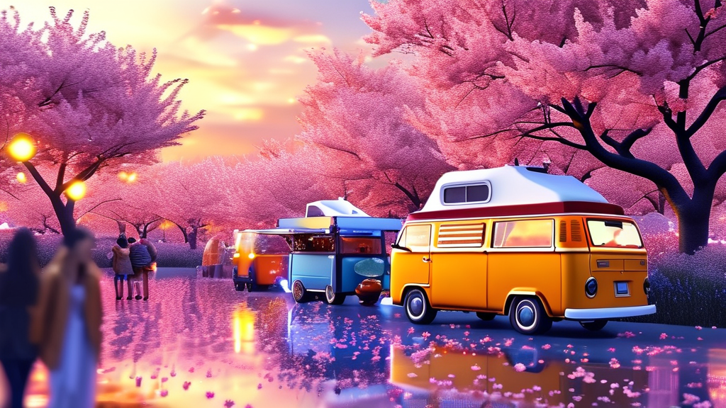 벚꽃과 함께 즐기는 청주 문화 예술 (realistic 스타일)