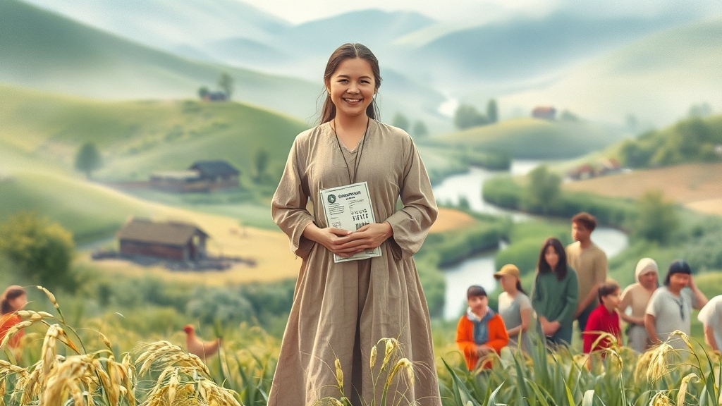 지역사회 복지 및 농어민 지원 (watercolor 스타일)