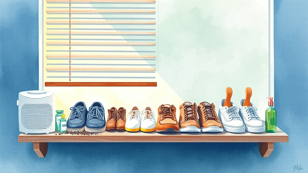 신발 냄새 제거 및 예방 (watercolor 스타일)