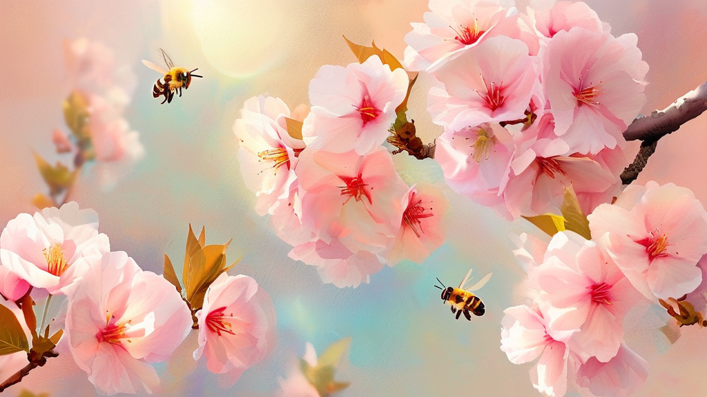 기후 변화와 벚꽃 개화의 연관성 (watercolor 스타일)