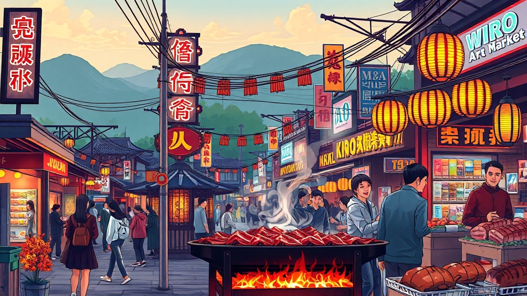 원주 중앙시장 & 미로 예술 시장 (illustration 스타일)