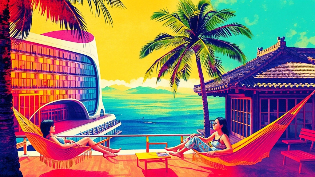 목포 숙소 종류별 특징 (popart 스타일)