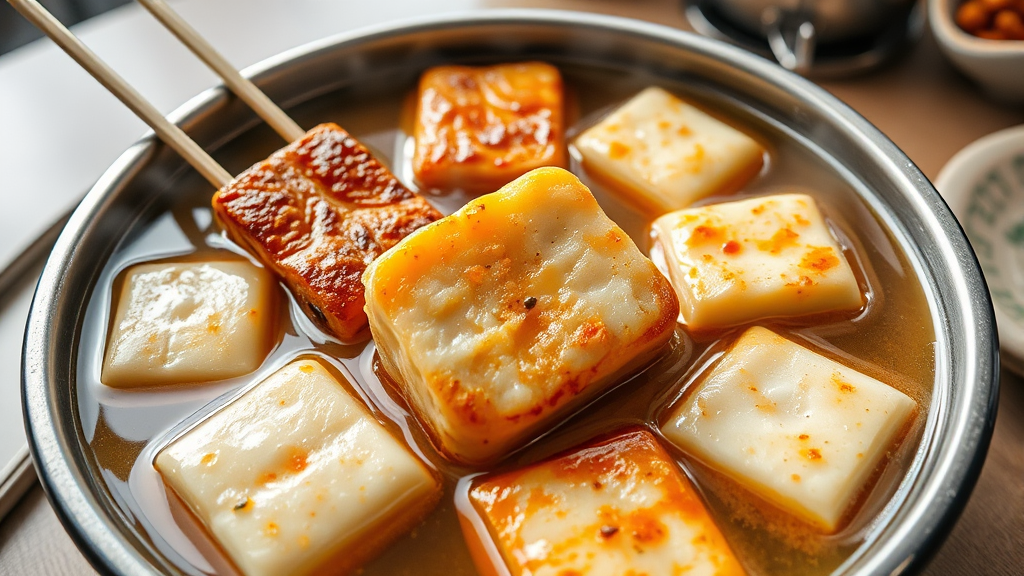 어묵 종류별 특징 비교 (realistic 스타일)