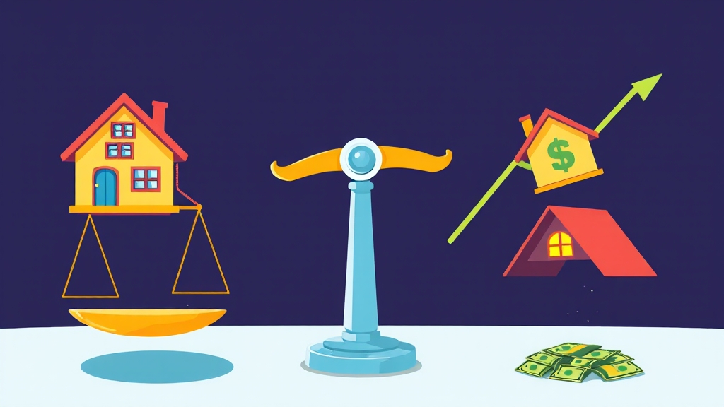 부동산 시장 영향: 긍정과 부정 (cartoon 스타일)