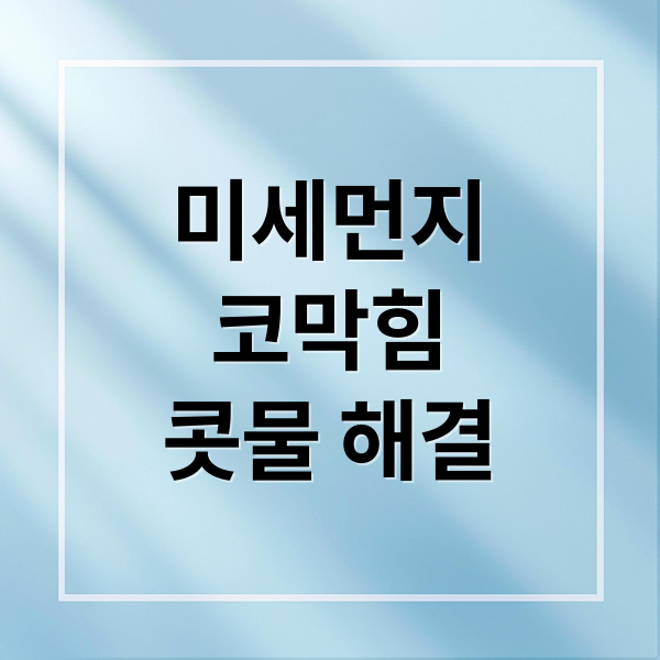 미세먼지
코막힘
콧물 해결 (미세먼지 코막힘 콧물 대처법)