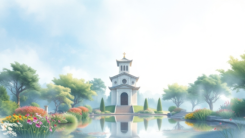 강화도: 고요정원 & 강화기둥교회 (watercolor 스타일)