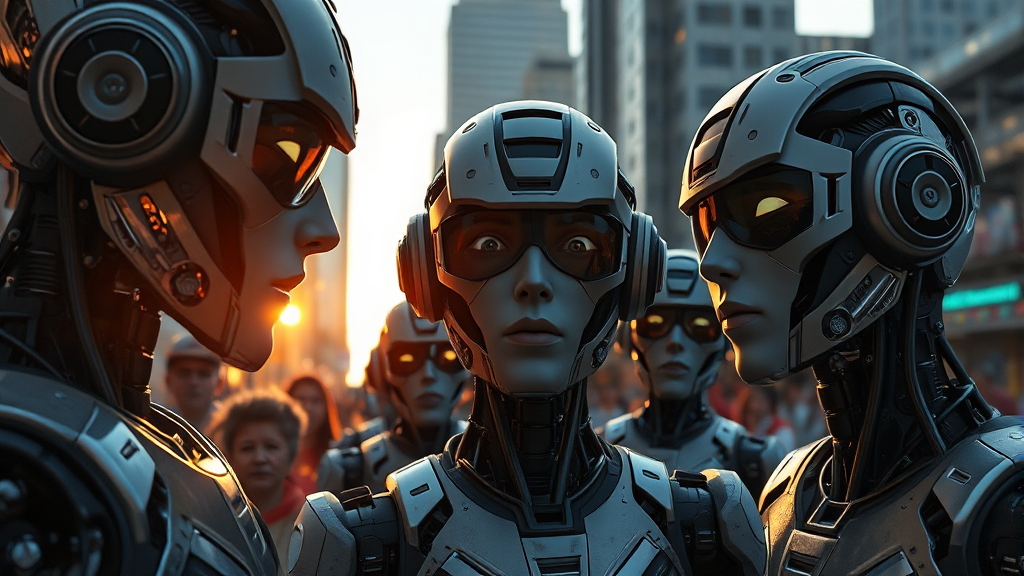 AI 시대, 한국 제조업 생존 전략 4 AI 시대, 고용 불안 사회적 위협 (realistic 스타일)