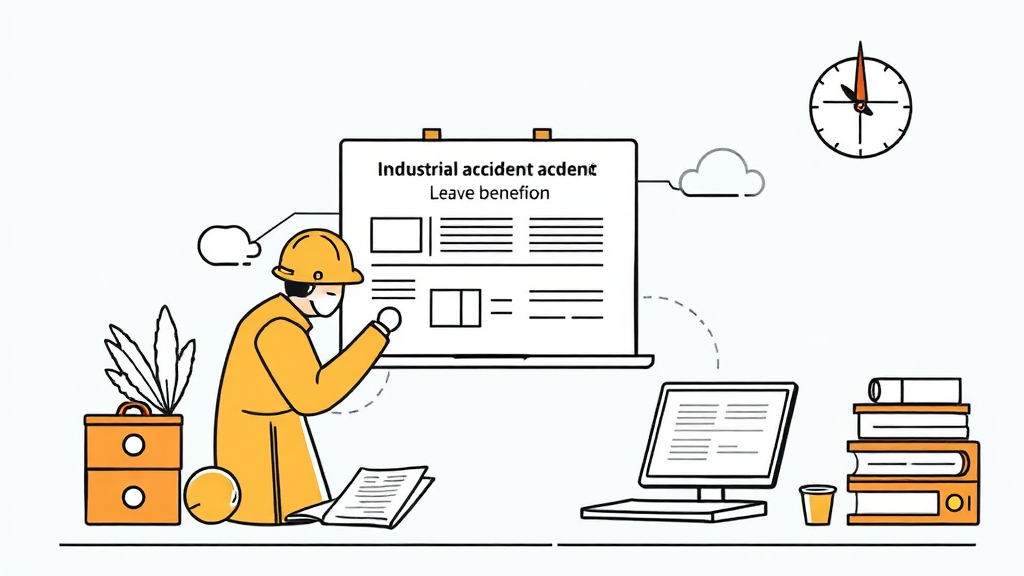 휴업급여 신청 절차 및 필요 서류 (illustration 스타일)