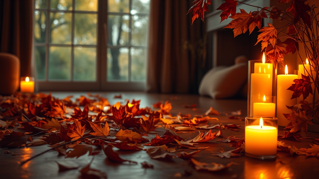 가을 인테리어: 디퓨저, 캔들, 향의 효과 (realistic 스타일)
