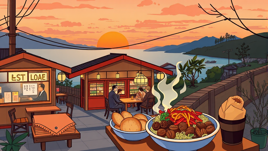 지역 특색 살린 휴게소 맛집 탐방 (illustration 스타일)