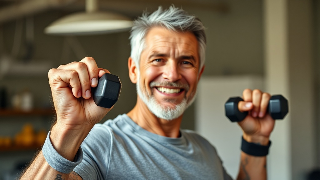 남성 갱년기 극복 방법 (realistic 스타일)