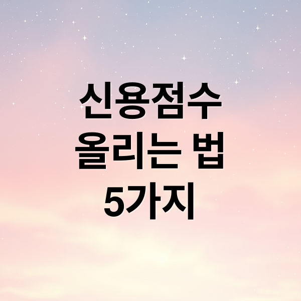 신용점수
올리는 법
5가지 (신용등급 점수표 올리는 비법)
