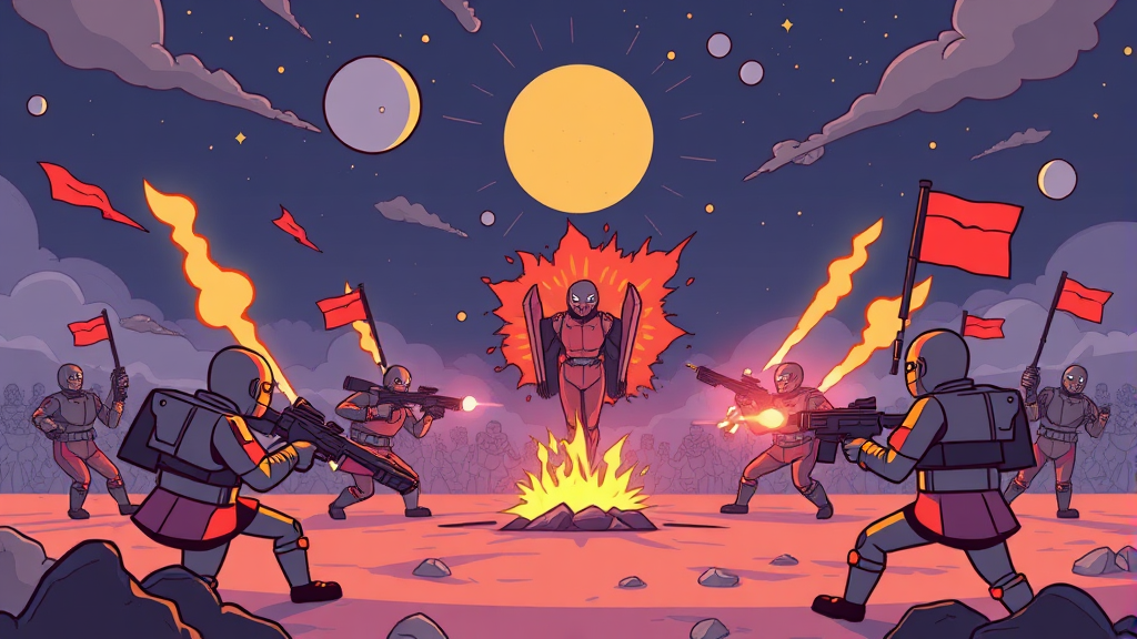 게임처럼 똑똑하게 싸우는 전쟁의 새로운 방식 (cartoon 스타일)