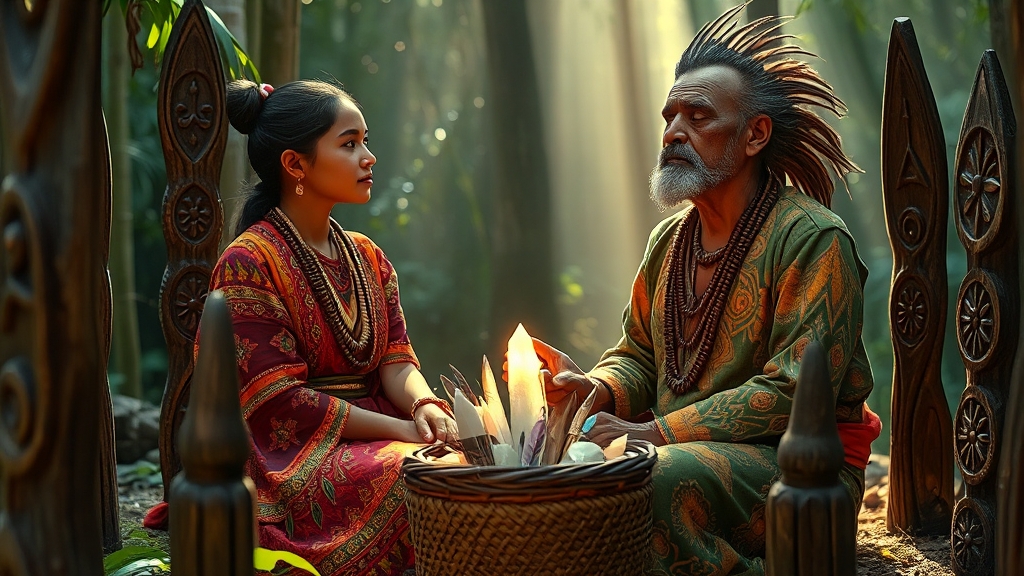 상황별 무당 꿈 해몽: 꿈속 상황과 의미 (realistic 스타일)