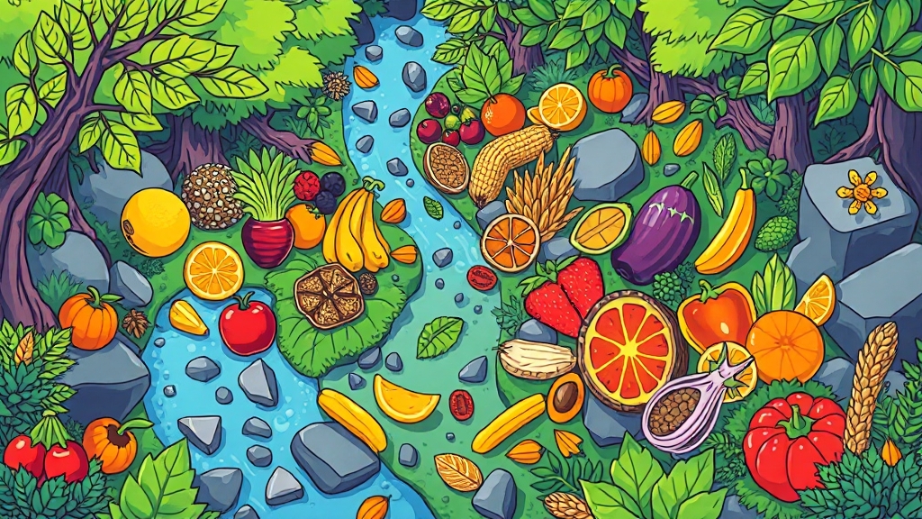 염증 완화 영양소 (cartoon 스타일)