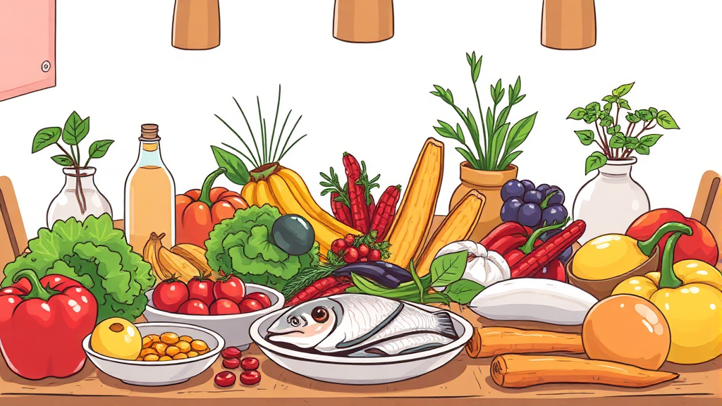 뇌졸중 예방을 위한 식단 관리 (illustration 스타일)