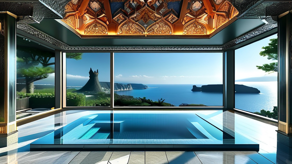 동화 속 궁전 같은 객실: 편안함과 아름다움의 조화 (realistic 스타일)