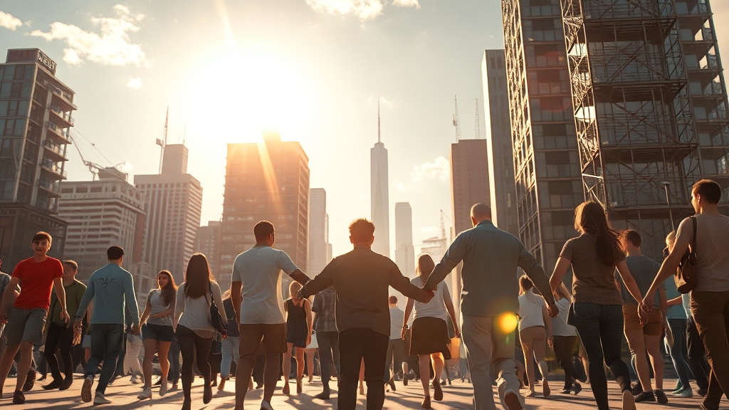 함께 만들어가는 미래 (realistic 스타일)