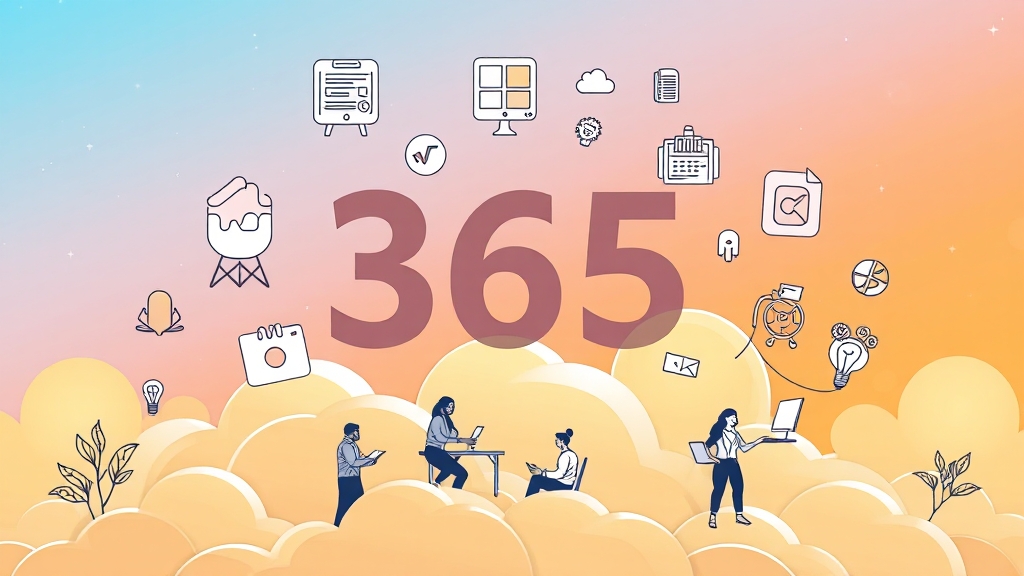 Microsoft 365 구독 종류 및 선택 가이드 (illustration 스타일)