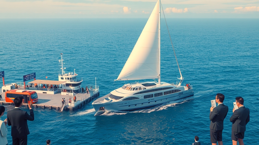 중화항 배편 시간표 및 예약 (realistic 스타일)