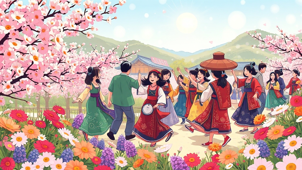 전남 축제 계절별 추천 (cartoon 스타일)