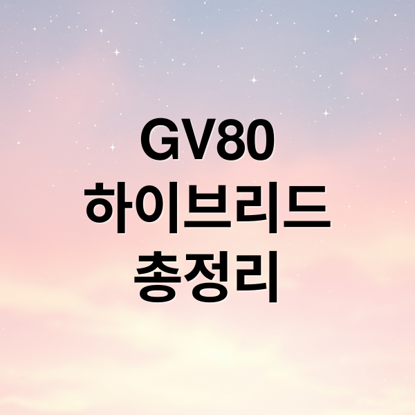 GV80
하이브리드
총정리 (GV80 하이브리드 가격)