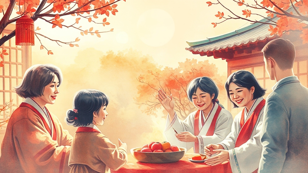 추석 차례 의미와 중요성 (watercolor 스타일)