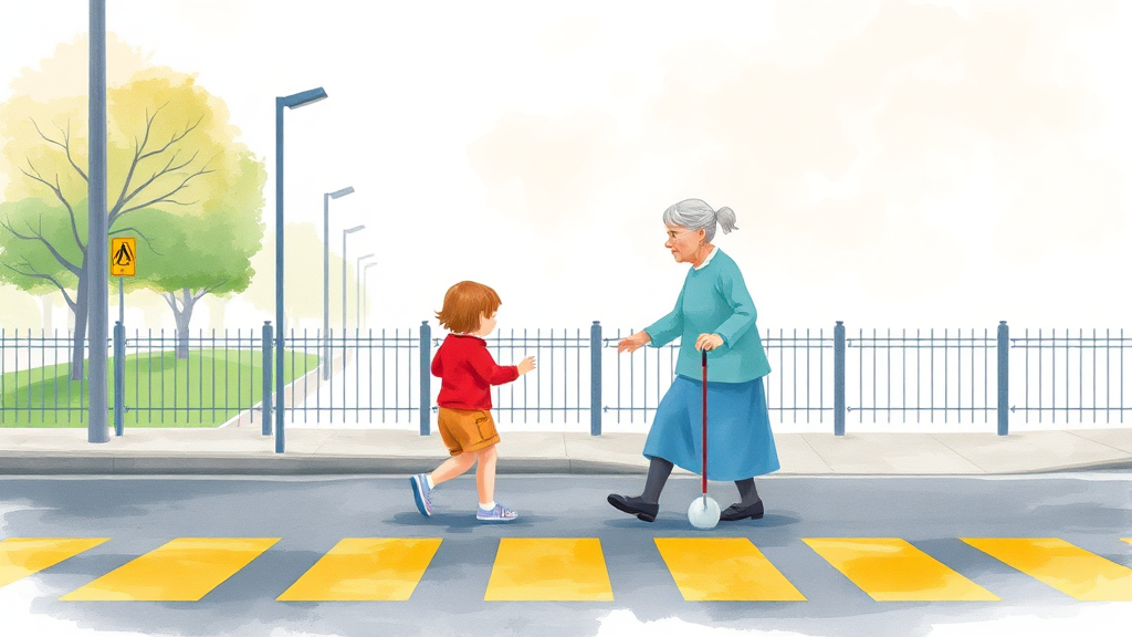 어린이·노인 보호구역, 더 안전하게! (watercolor 스타일)