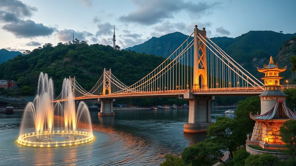 예당호 출렁다리 가는 길과 주차 정보 (realistic 스타일)