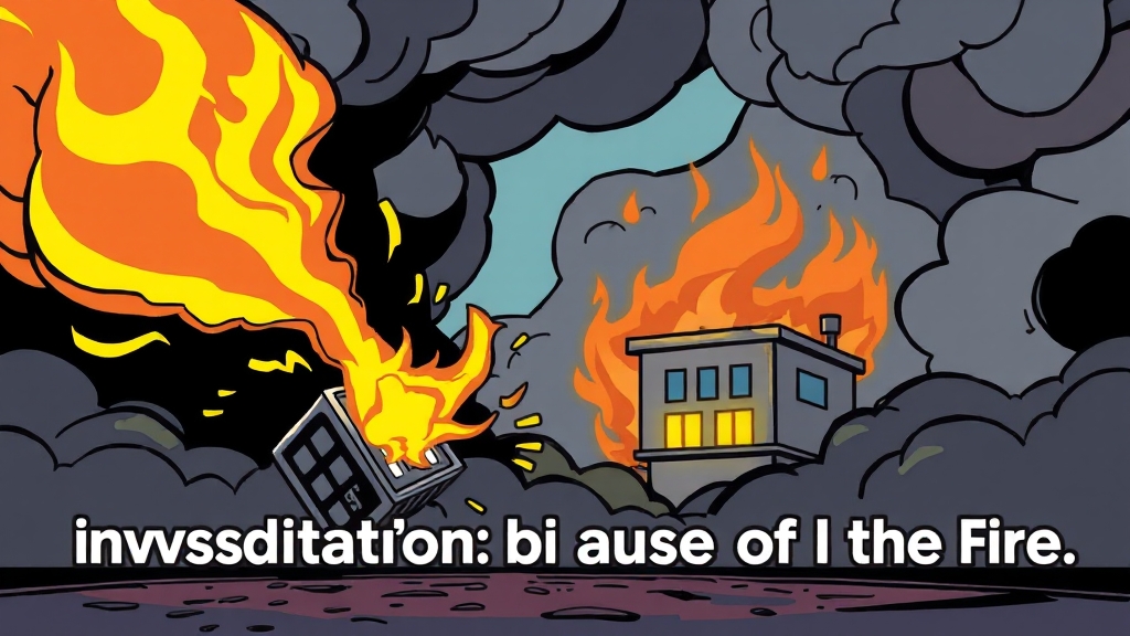 화재 원인 조사 및 배터리 관련성 (cartoon 스타일)