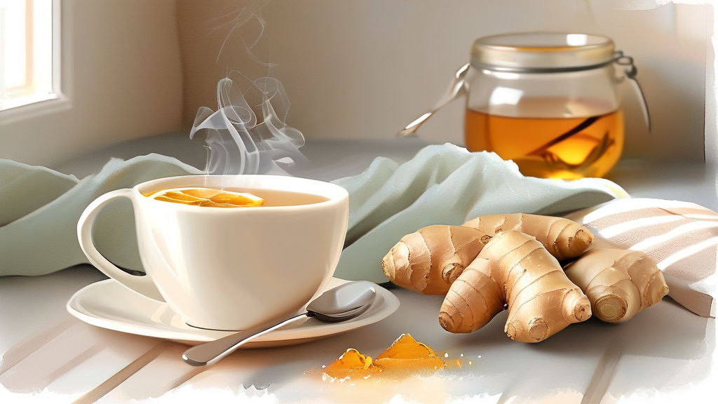 집에서 간편하게 생강차 끓이는 법 (watercolor 스타일)