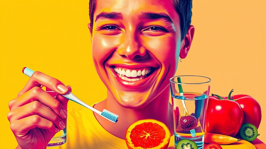 구취 예방을 위한 생활 습관 (popart 스타일)