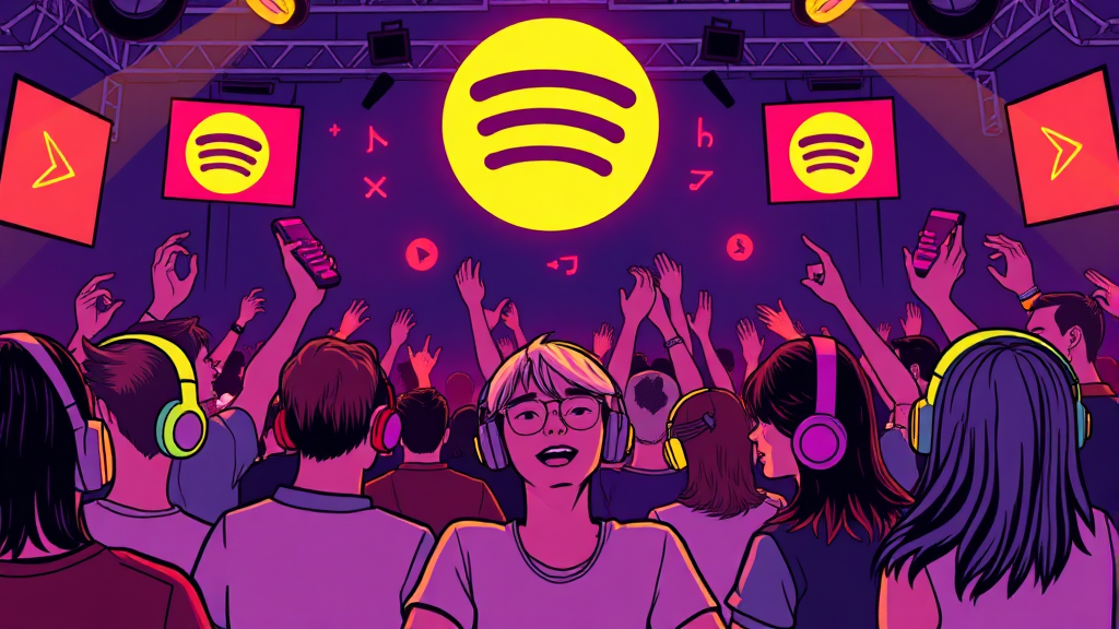 2025년 음악 트렌드 분석 (cartoon 스타일)