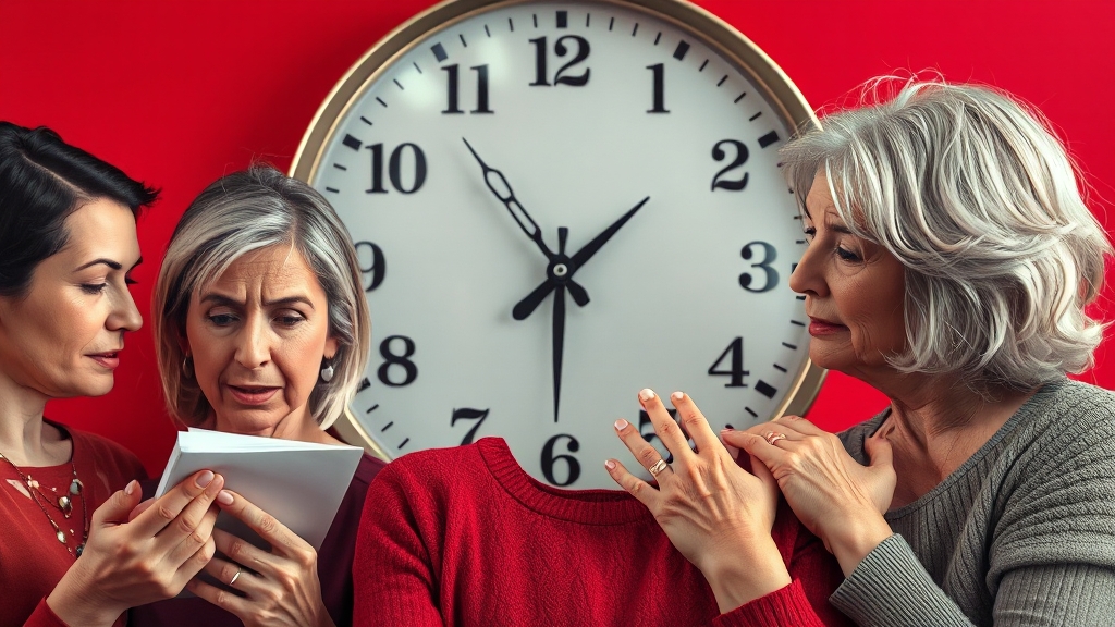 갱년기 단계별 증상 변화 (realistic 스타일)