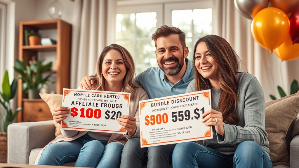 렌탈료 할인 꿀팁: 제휴카드 & 프로모션 (realistic 스타일)