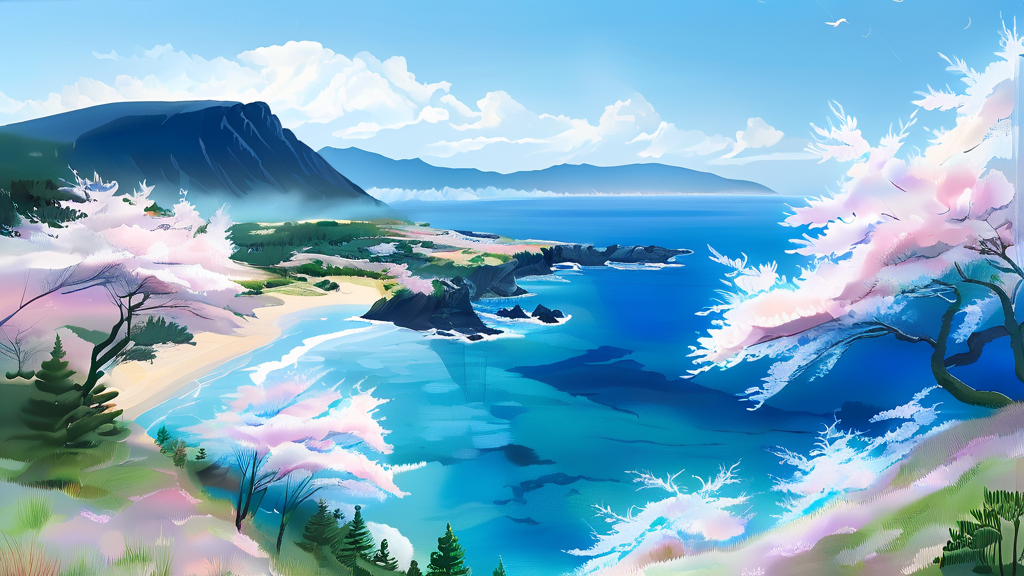 꽃과 함께하는 제주도 (watercolor 스타일)