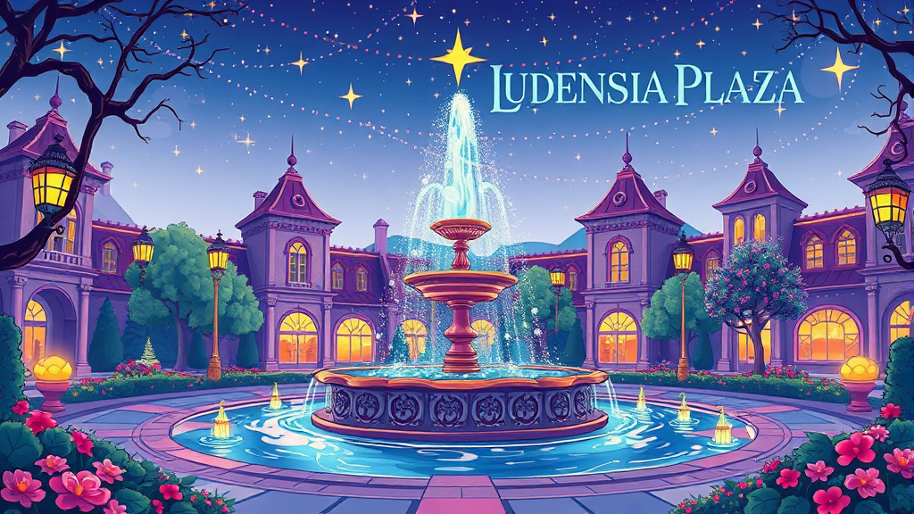 루덴시아 프라자: 동화 속 마법 같은 경험의 시작 (cartoon 스타일)