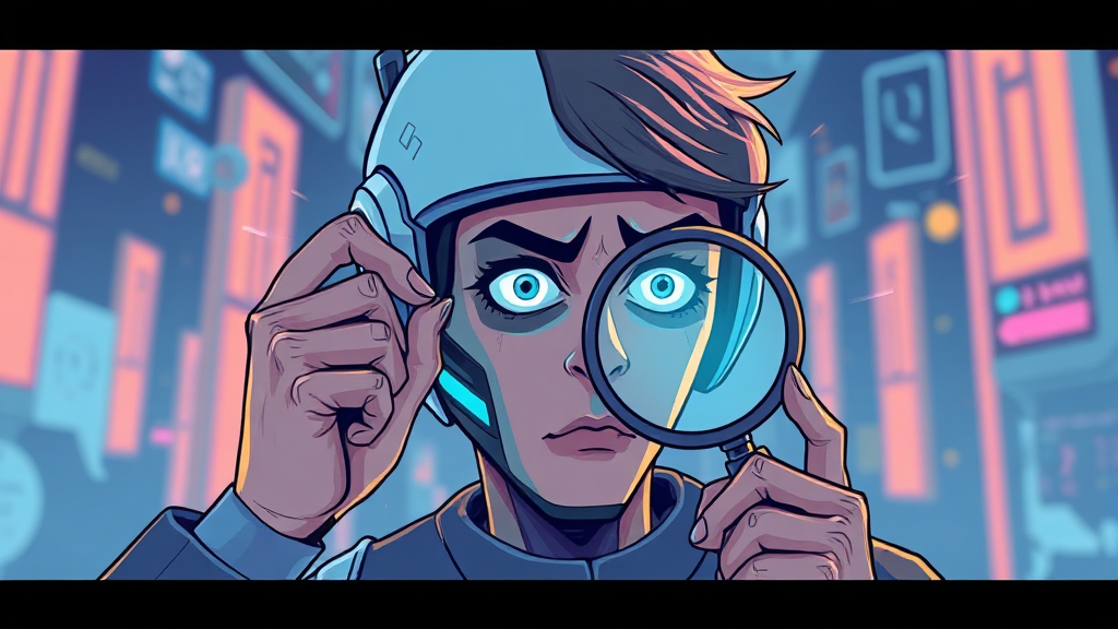 챗GPT 활용 시 주의사항: 환각 현상 및 정보 검증 (illustration 스타일)