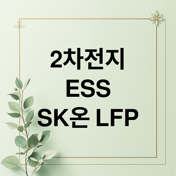2차전지 ESS 핵심주: SK온, LFP 배터리 전망과 투자 전략 2 2차전지
ESS
SK온 LFP (2차전지 관련주 2차 ESS SK 온)