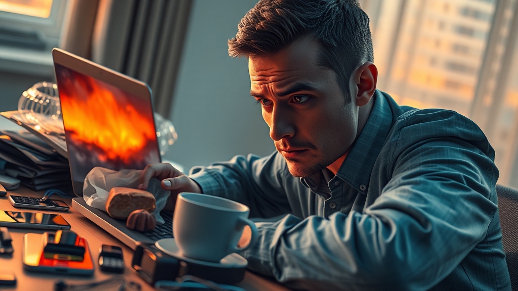 피로, 스트레스, 카페인이 주범? (realistic 스타일)