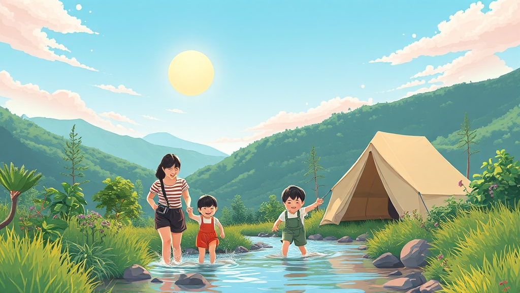 강원도 여름 캠핑장 추천 TOP 5 (illustration 스타일)