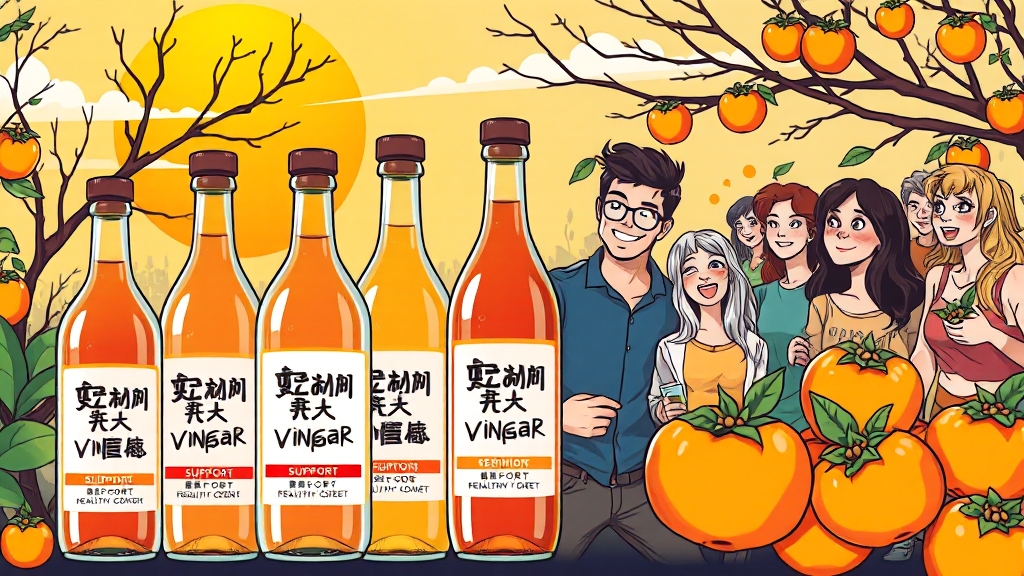 감식초, 7가지 건강 효능 (cartoon 스타일)