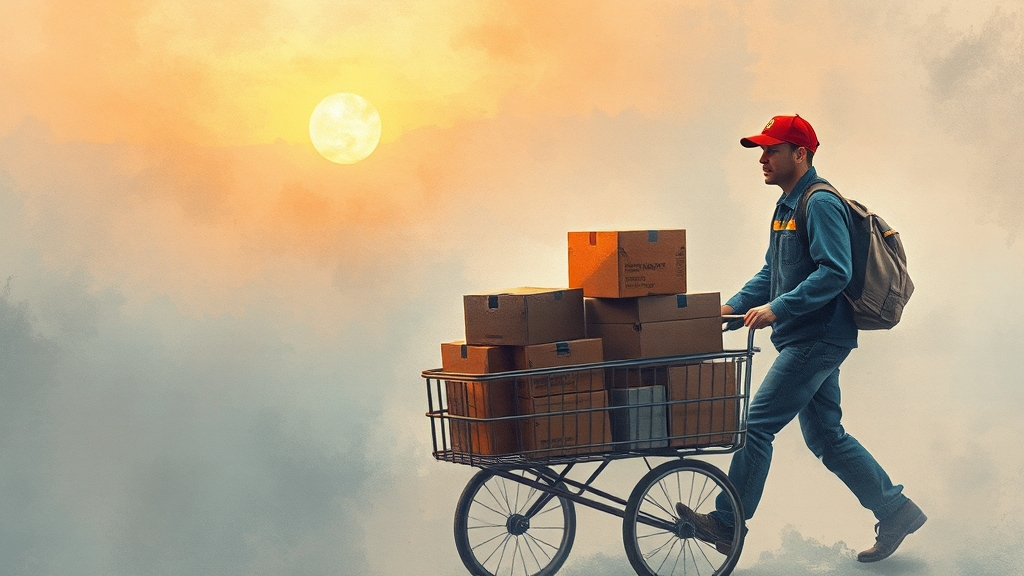 택배 기사, 딜레마에 빠지다 (watercolor 스타일)