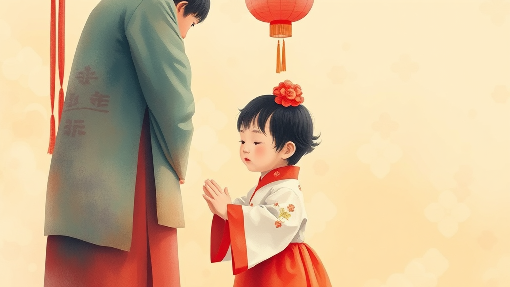 세배 예절 및 주의사항 (watercolor 스타일)