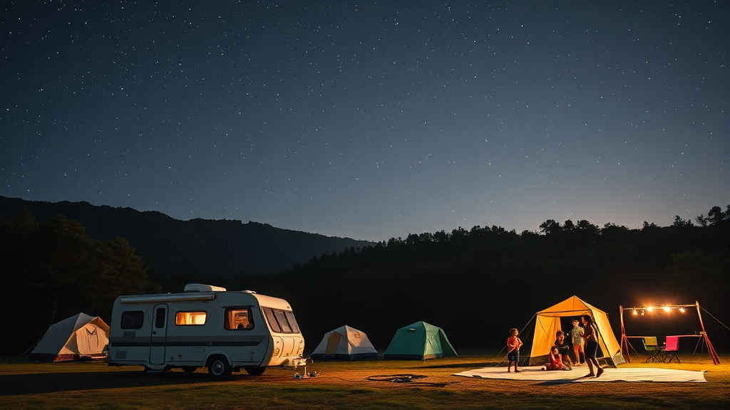 회산백련지 오토캠핑장: 자연 속 힐링 (realistic 스타일)