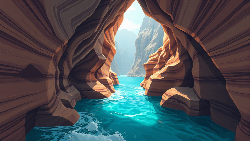 구문소의 탄생: 5억 년 지질학적 비밀 (illustration 스타일)