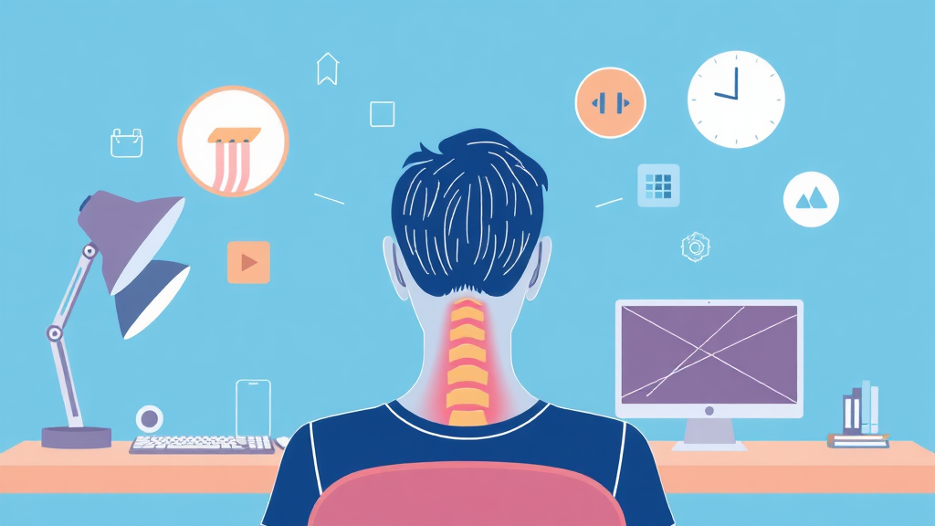 목디스크, 통증의 원인과 당신이 겪는 불편함들 (illustration 스타일)