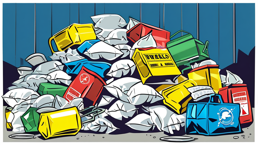 안전하고 효율적인 폐기물 보관 및 이동 수칙 (cartoon 스타일)